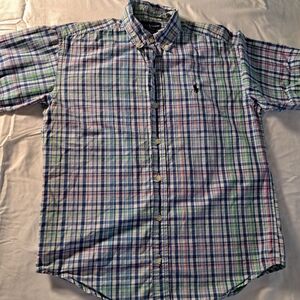 Ralph Lauren Kids Blue Plaid Button-Down Shirt M 12-14